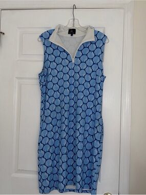 Sailor + Sailor Blue Shell-Print Midi Dress